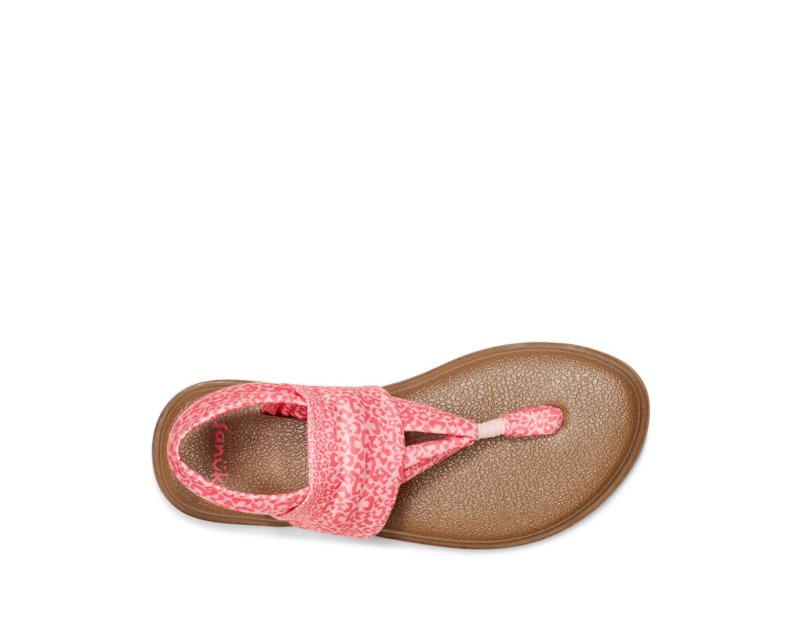 Sanuk Yoga Sling Burst Print Vegan Leopard Kids' Sandals Pink Leopard | Canada 298QMA